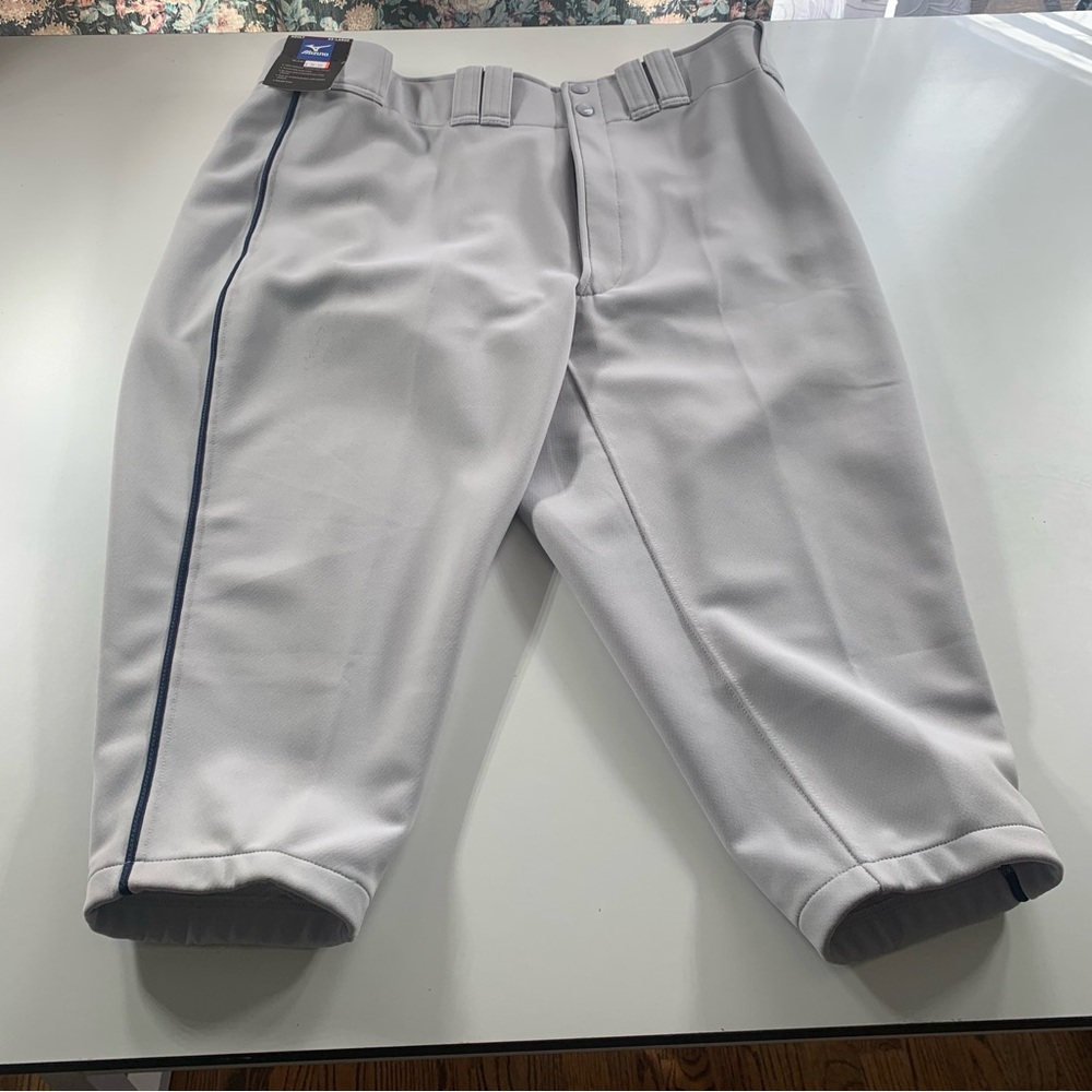 Mizuno Premier Adult XX-Large Baseball Pants Short Knickers Pant Gray Navy